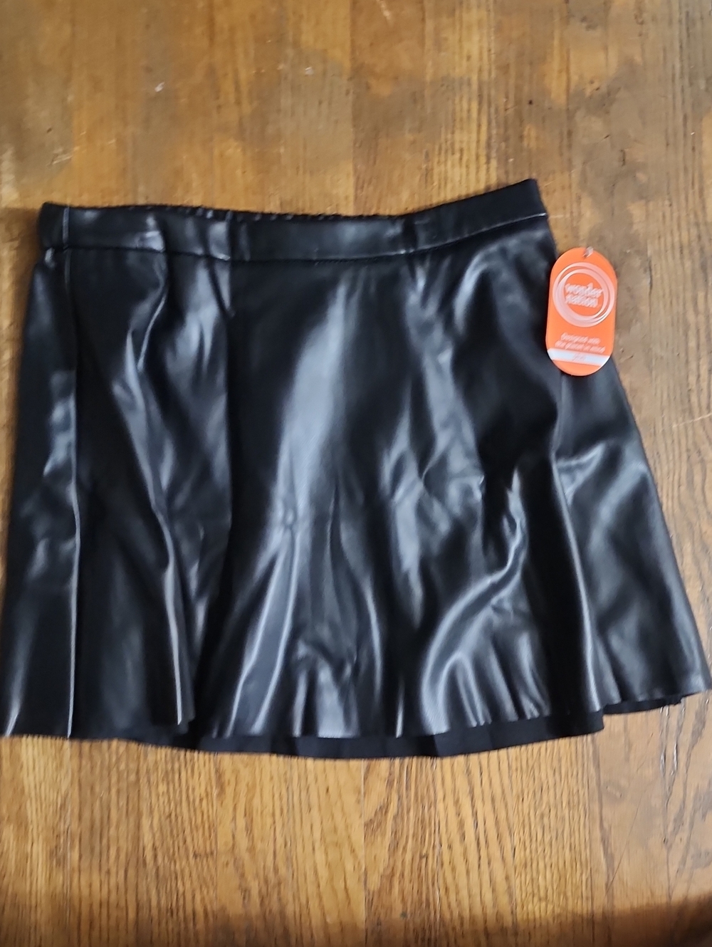 Wonder Nation Black Soot Faux Leather Skater Skirt